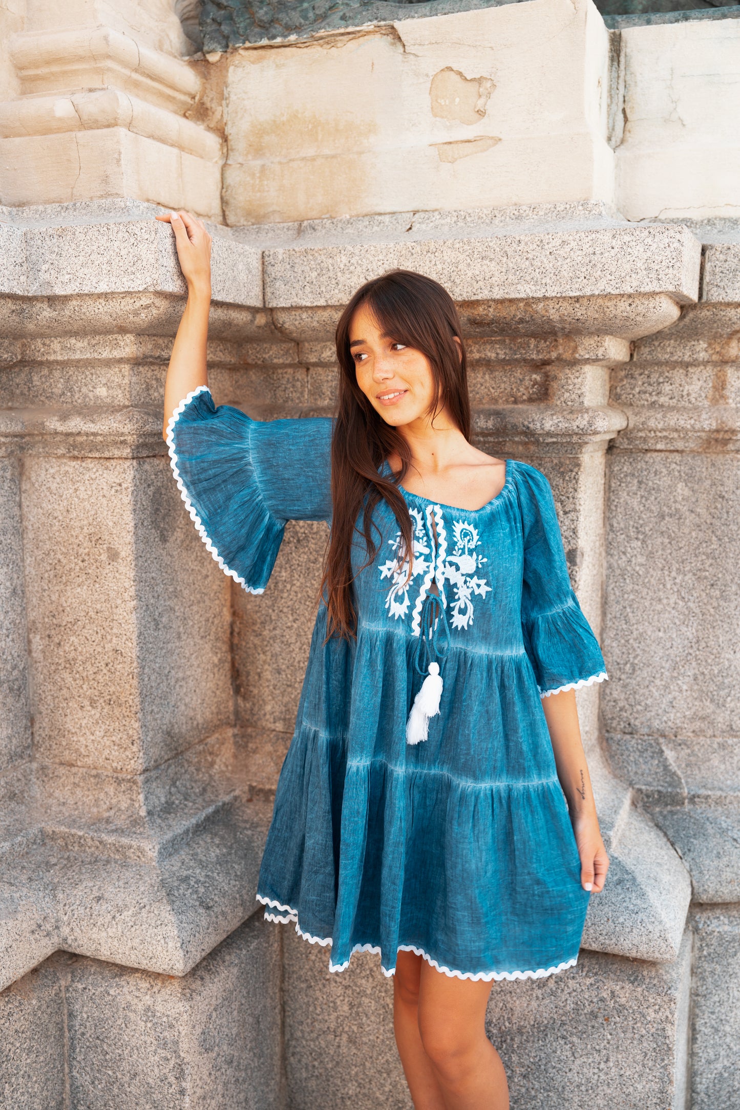 Udaipur Azul Cielo: Vestido 23414- Paquete de 3 (17€/Cada Unidad)