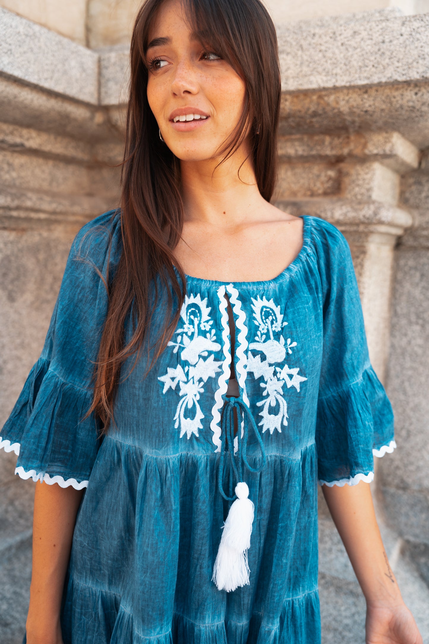 Udaipur Azul Cielo: Vestido 23414- Paquete de 3 (17€/Cada Unidad)