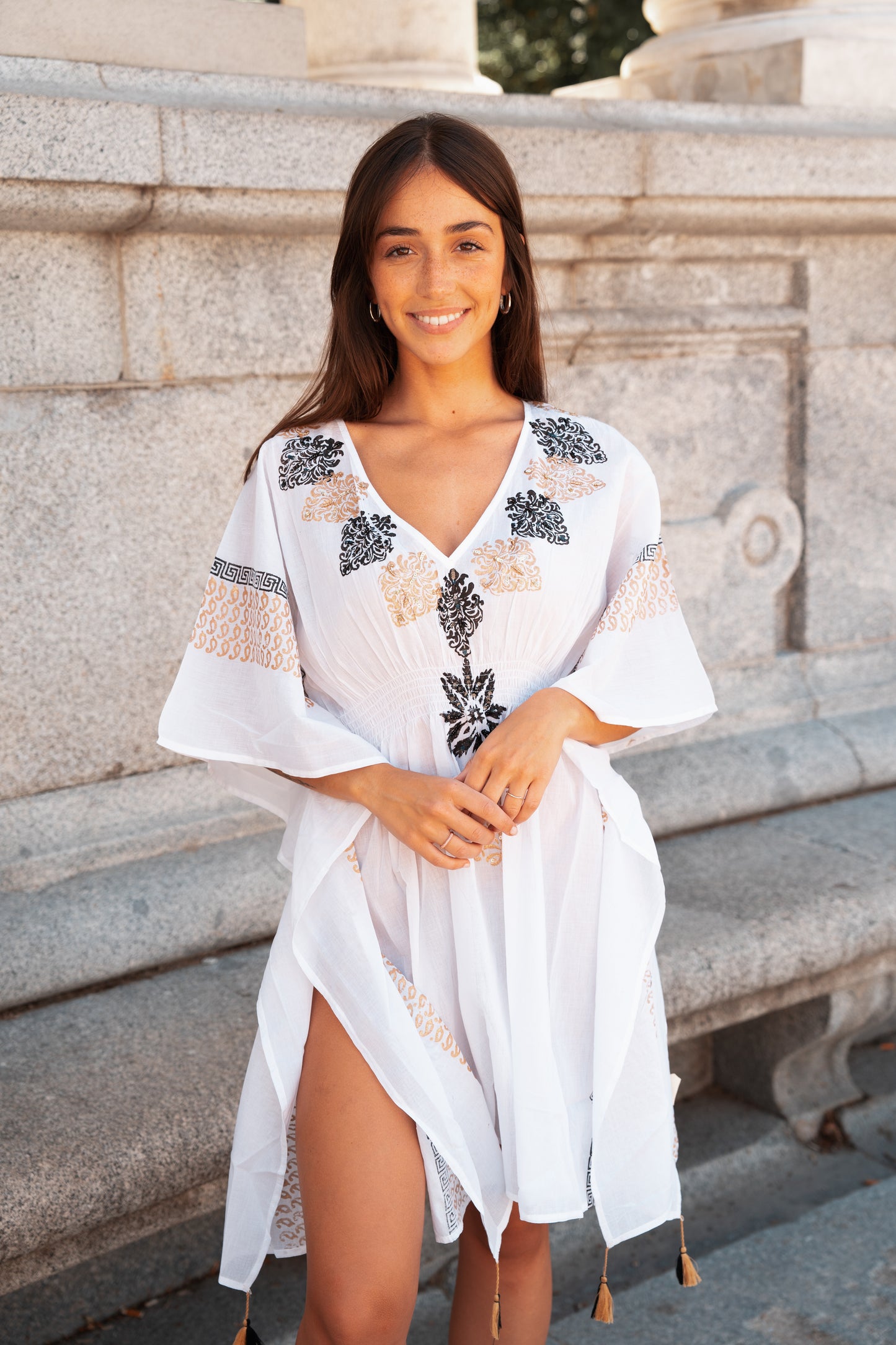 Santorini Negro Blanco : VZG Kaftan1- Paquete de 2 (16€/Cada Unidad)