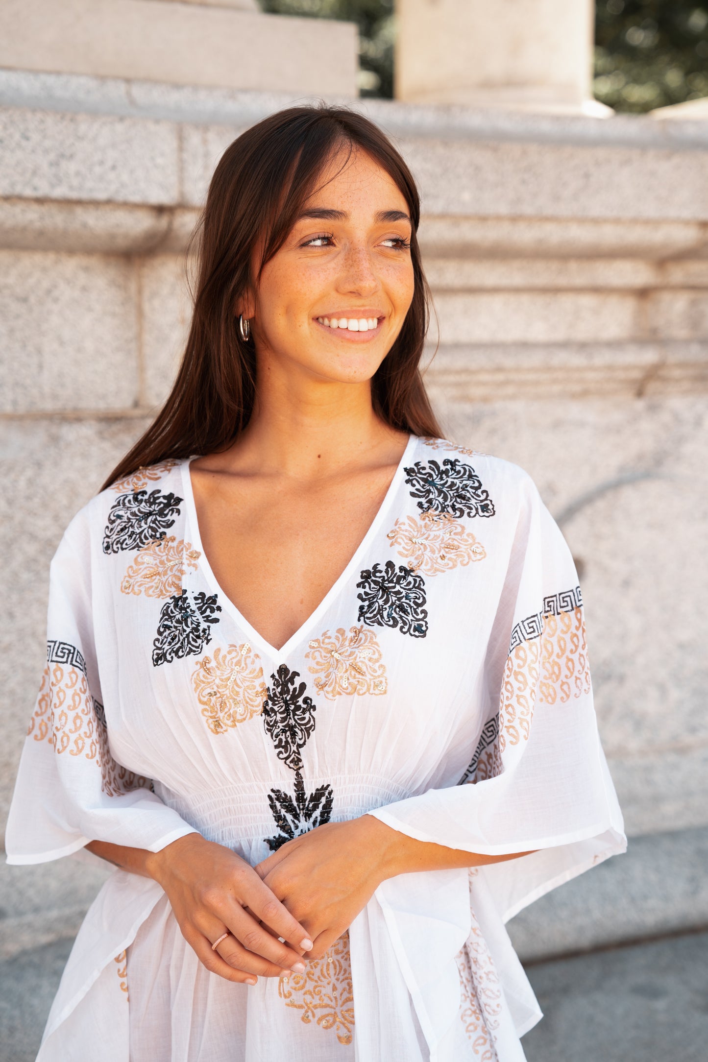 Santorini Negro Blanco : VZG Kaftan1- Paquete de 2 (16€/Cada Unidad)